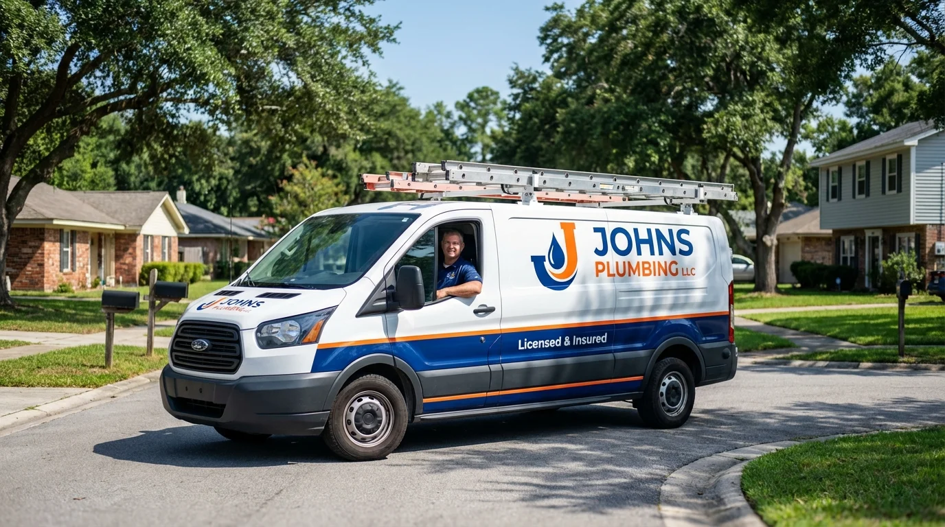 Johns Plumbing LLC service van in Pandora, OH