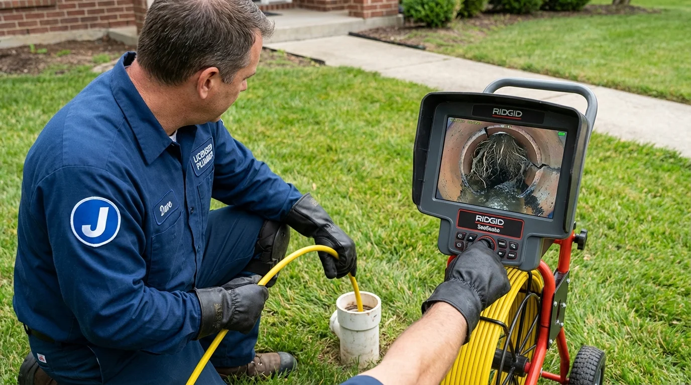 Sewer camera inspection being performed by Johns Plumbing LLC in Pandora